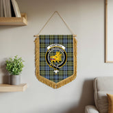 Campbell Faded Tartan Crest Wall Hanging Banner - Wood Pole